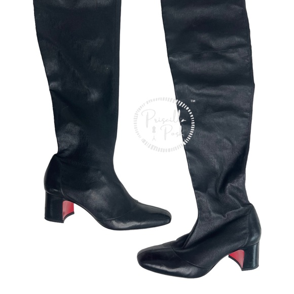 Christian Louboutin Sursamoto Black Leather Over-The-Knee Thigh High Boots 38 - Picture 10 of 14